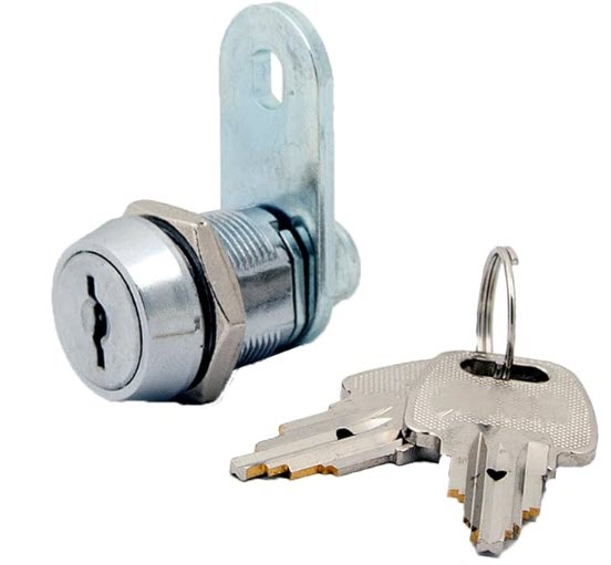 High security pagoda cam lock with chrome finish and reversible keys for display case safe