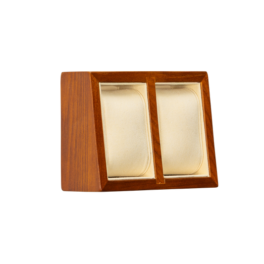Wooden Two Watch Display Holder - Secure Display